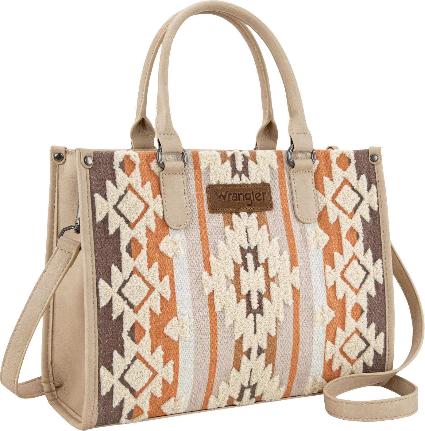 Wrangler - Womens Sherpa Aztec Canvas Tote/Crossbody Bag - Image 8