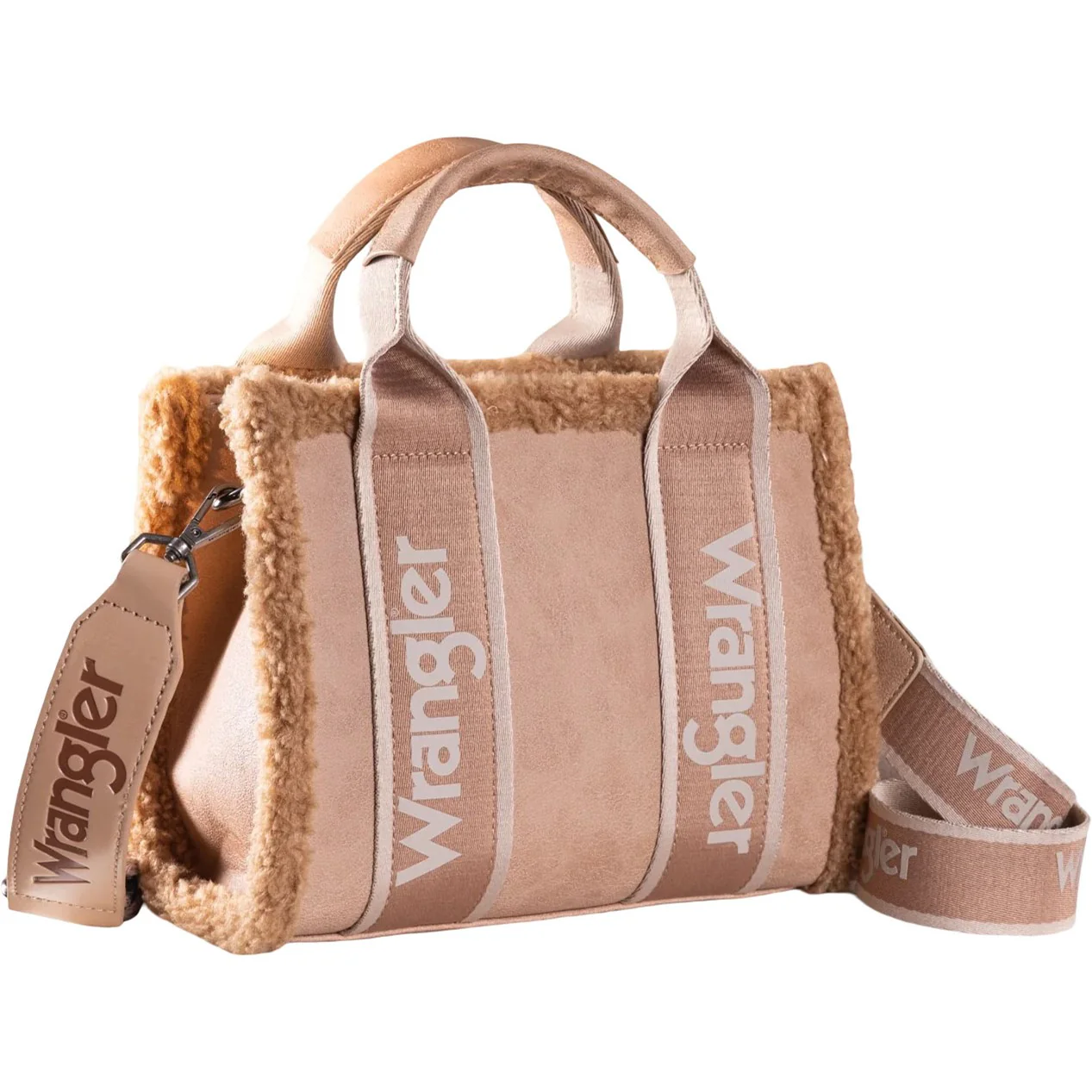Wrangler - Womens Sherpa Small Canvas Tote/Crossbody Bag - Image 5