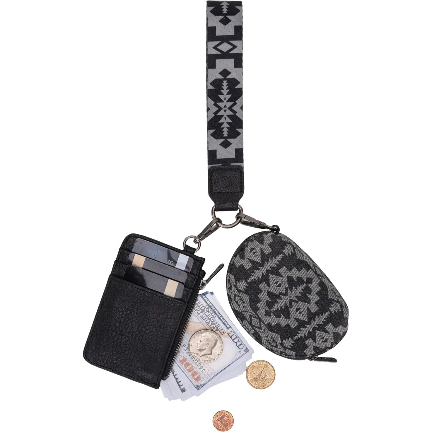 Wrangler - Womens Southwestern Art Print Dual Pouch Wristlet