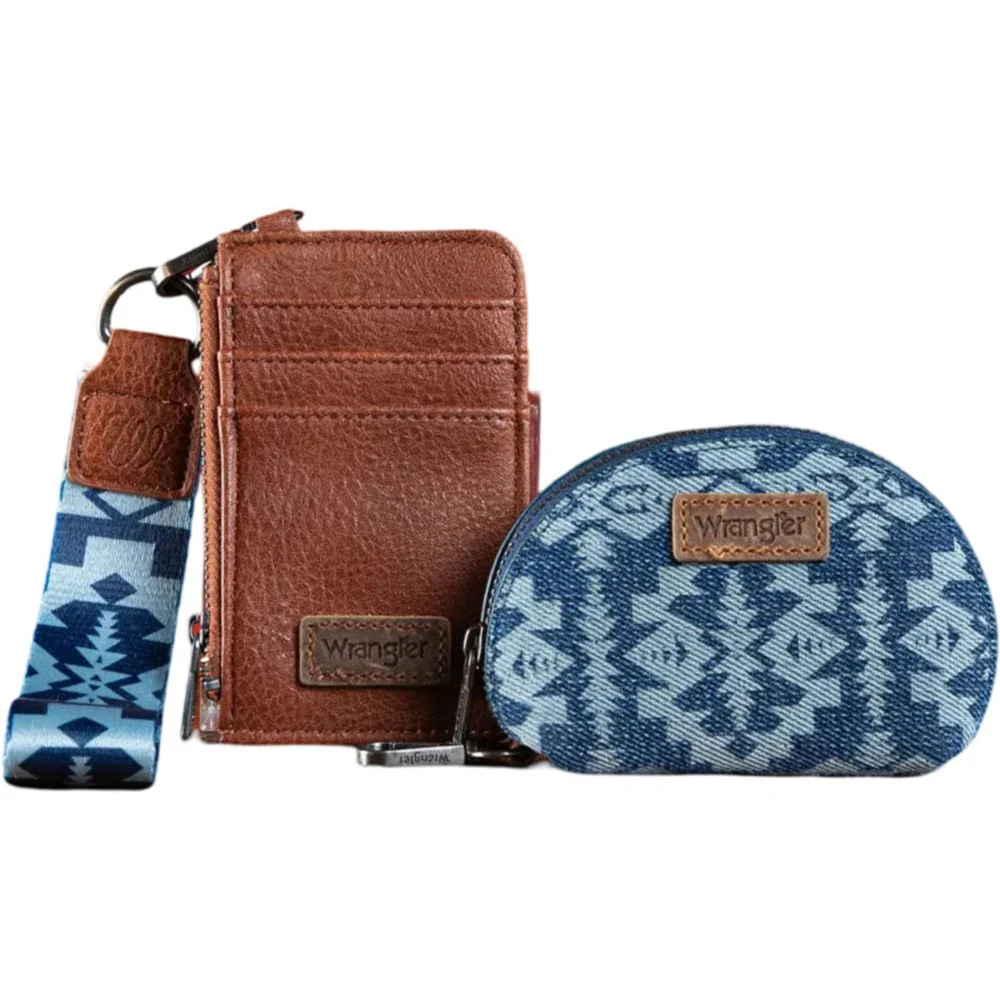 Wrangler - Womens Southwestern Art Print Dual Pouch Wristlet - Image 3