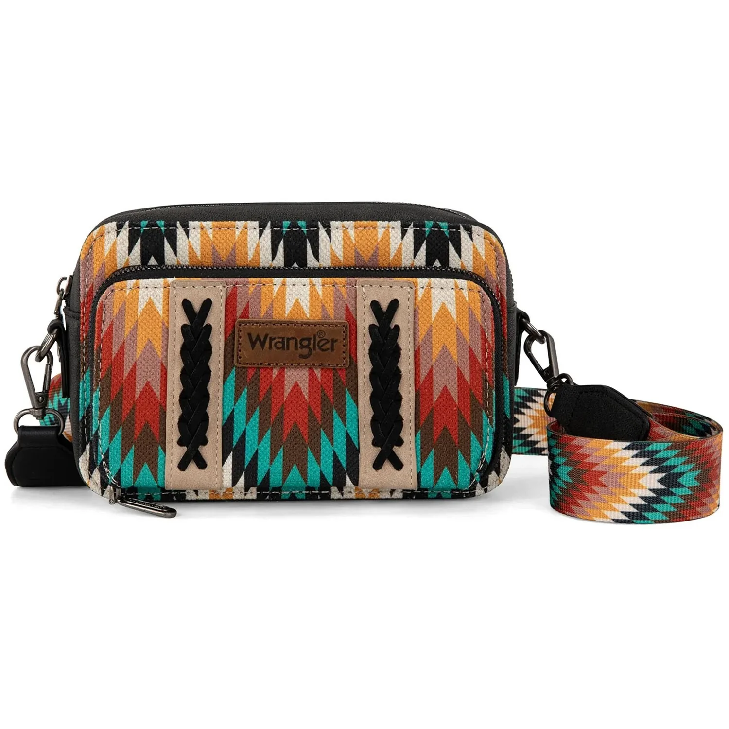 Wrangler - Womens Southwestern Pattern Dual Sided Print Crossbody Purse With Wallet Compartment - Image 12