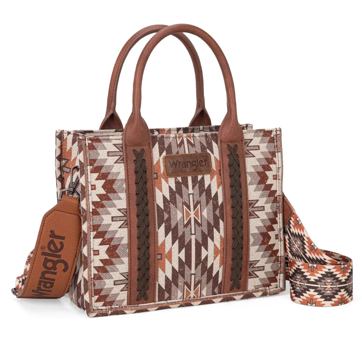 Wrangler - Womens Southwestern Pattern Dual Sided Print Tote/Crossbody Bag