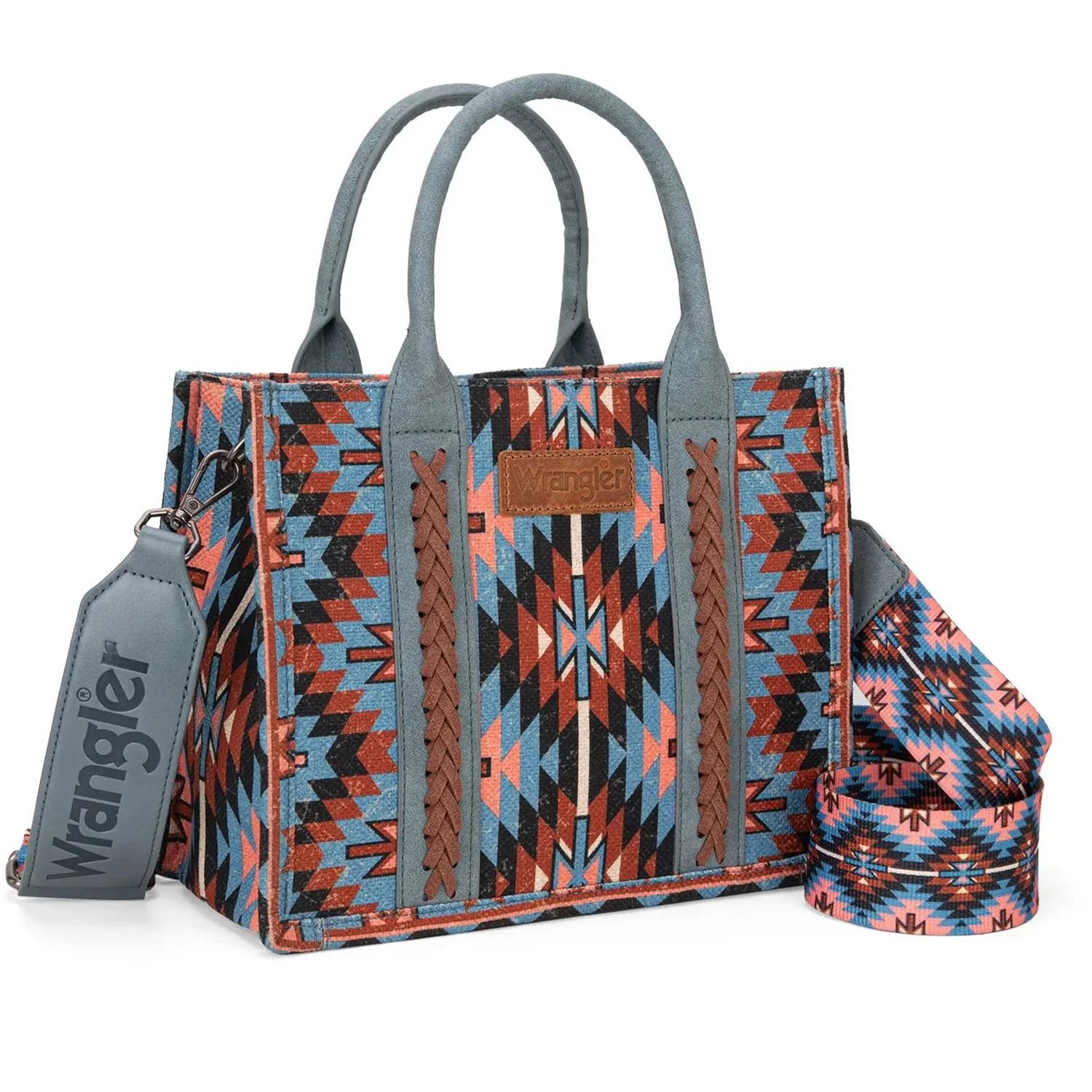 Wrangler - Womens Southwestern Pattern Dual Sided Print Tote/Crossbody Bag - Image 4