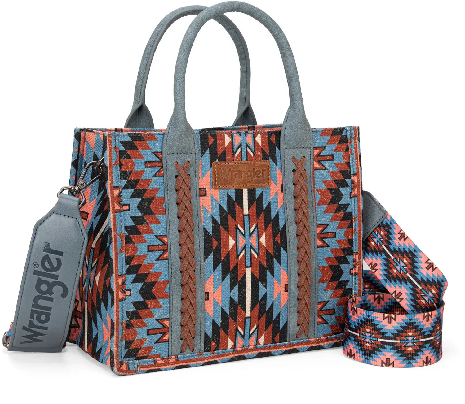 Wrangler - Womens Southwestern Pattern Dual Sided Print Tote/Crossbody Bag - Image 8