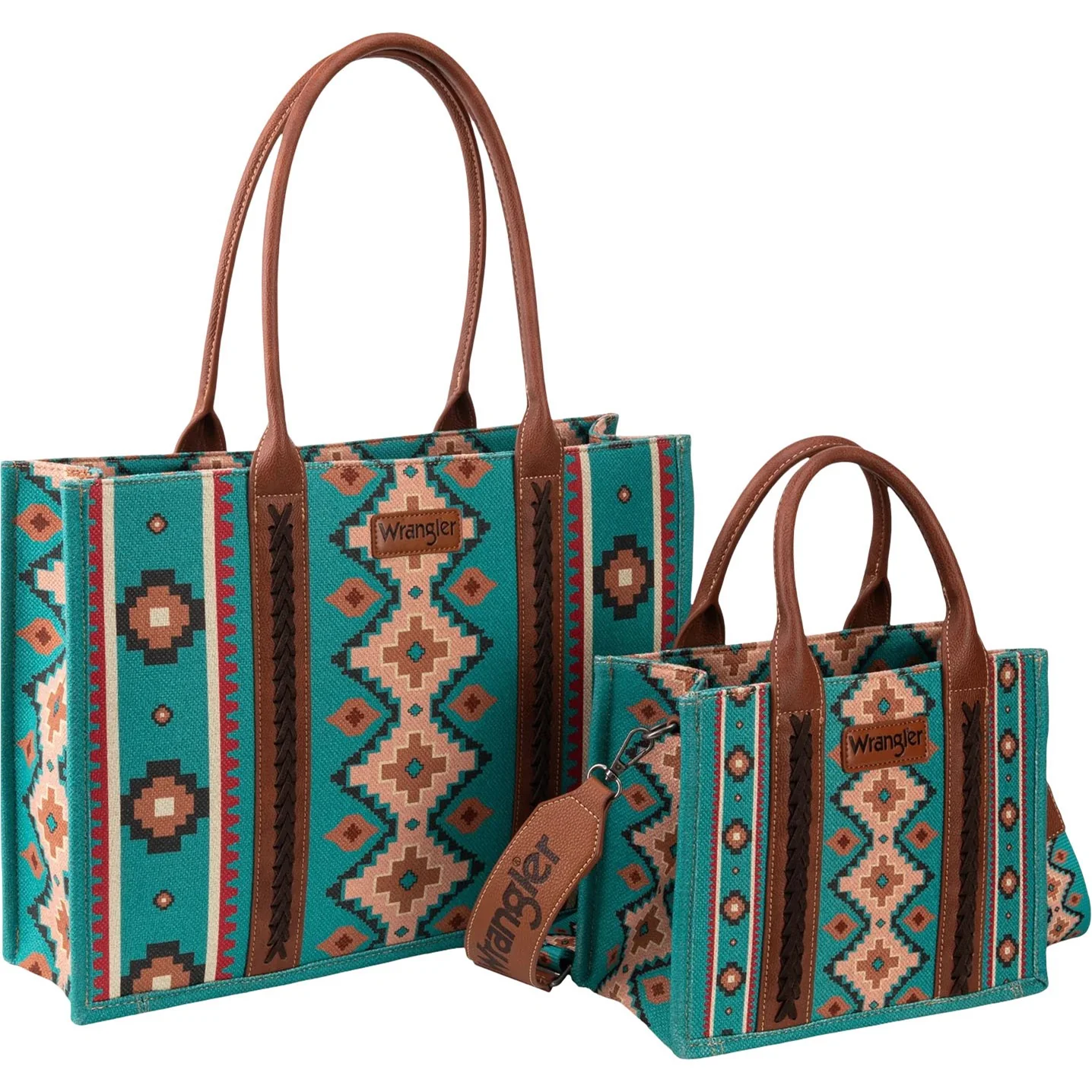 Wrangler - Womens Southwestern Print Large Tote & Small Canvas Tote/Crossbody Bag - Image 2