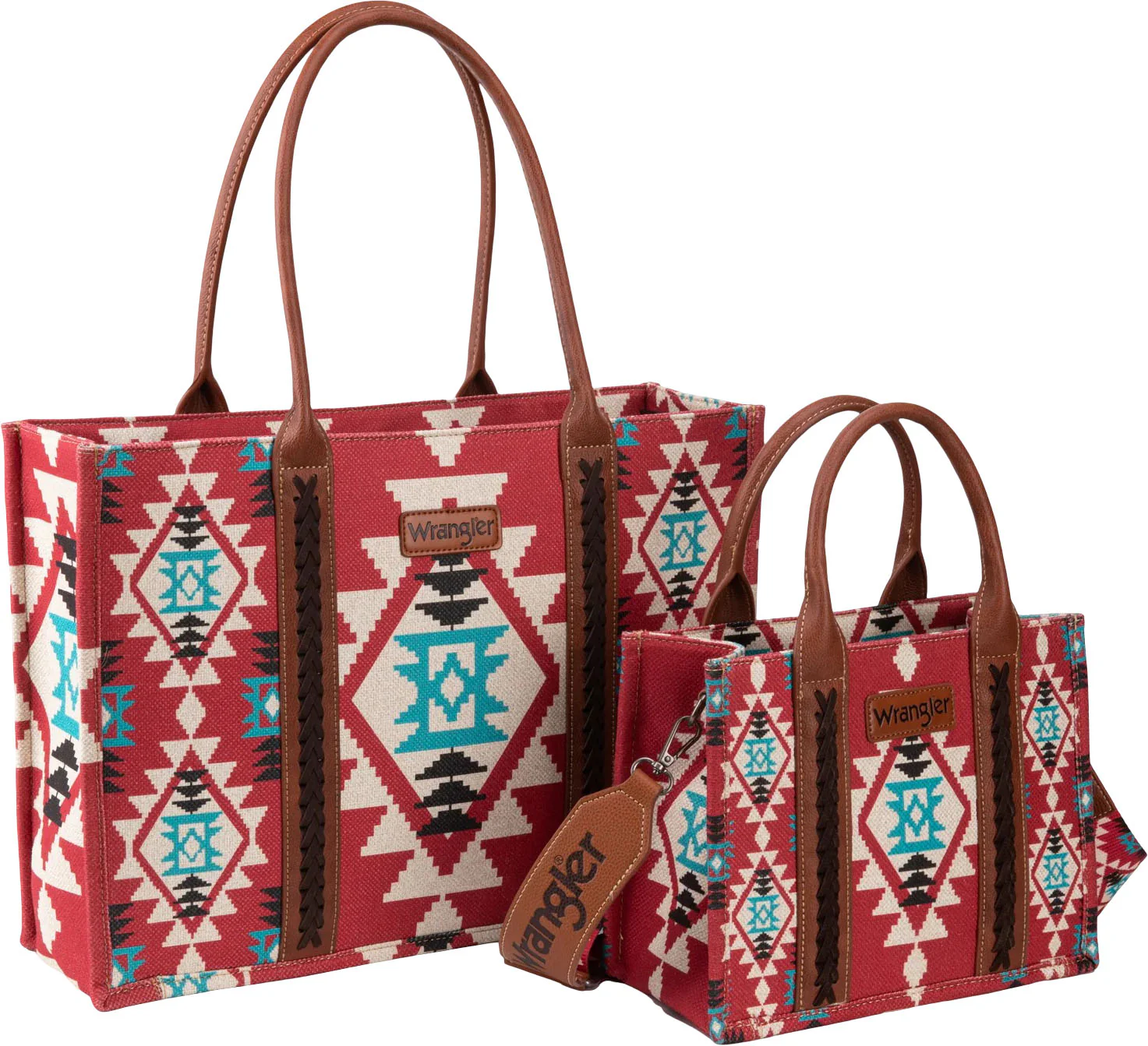Wrangler - Womens Southwestern Print Large Tote & Small Canvas Tote/Crossbody Bag - Image 3