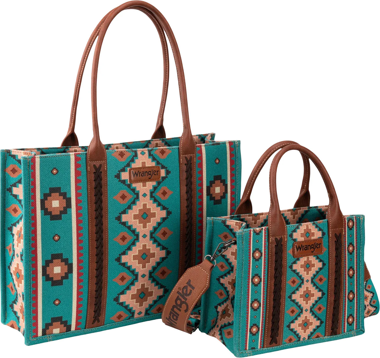 Wrangler - Womens Southwestern Print Large Tote & Small Canvas Tote/Crossbody Bag - Image 4