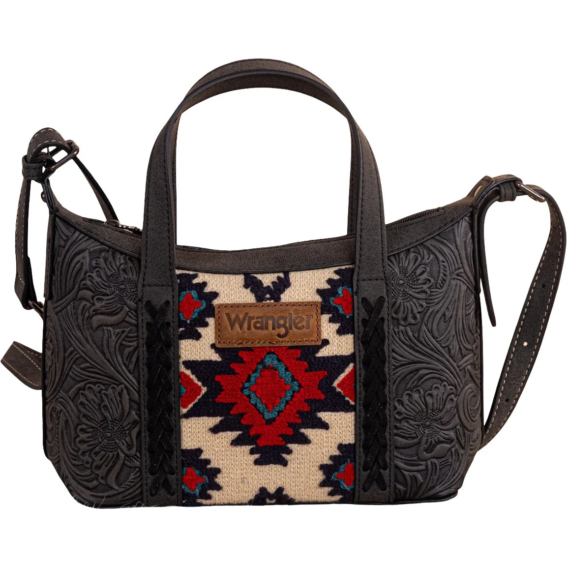 Wrangler - Womens Tooled Aztec Pattern Print Tote/Crossbody Bag - Image 2