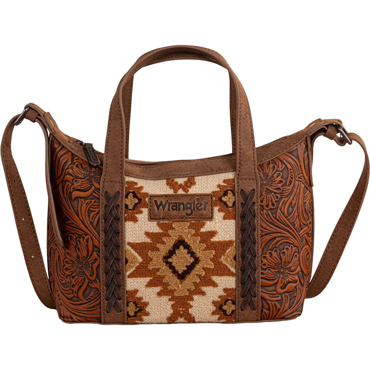 Wrangler - Womens Tooled Aztec Pattern Print Tote/Crossbody Bag - Image 3