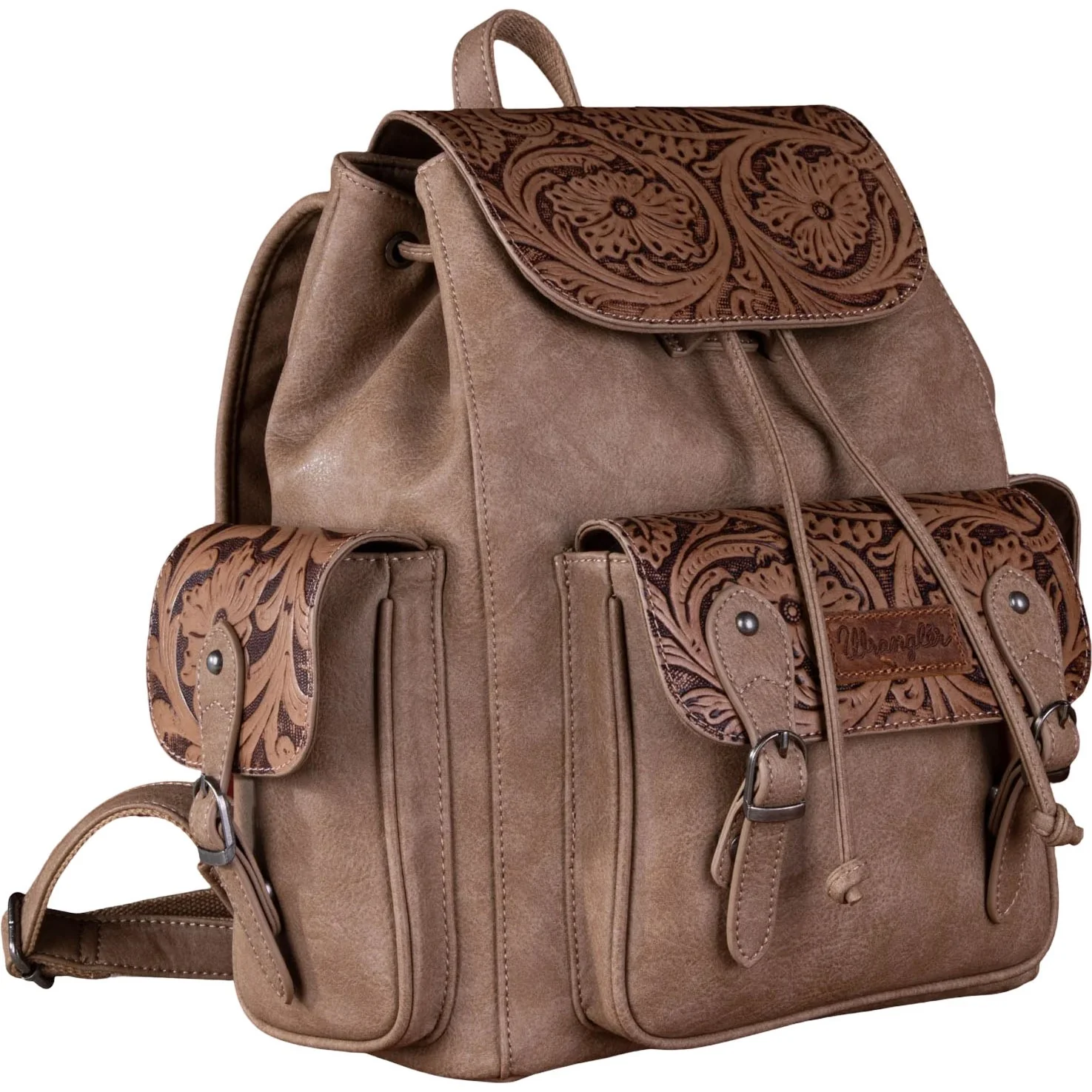 Wrangler - Womens Vintage Floral Tooled Backpack - Image 5