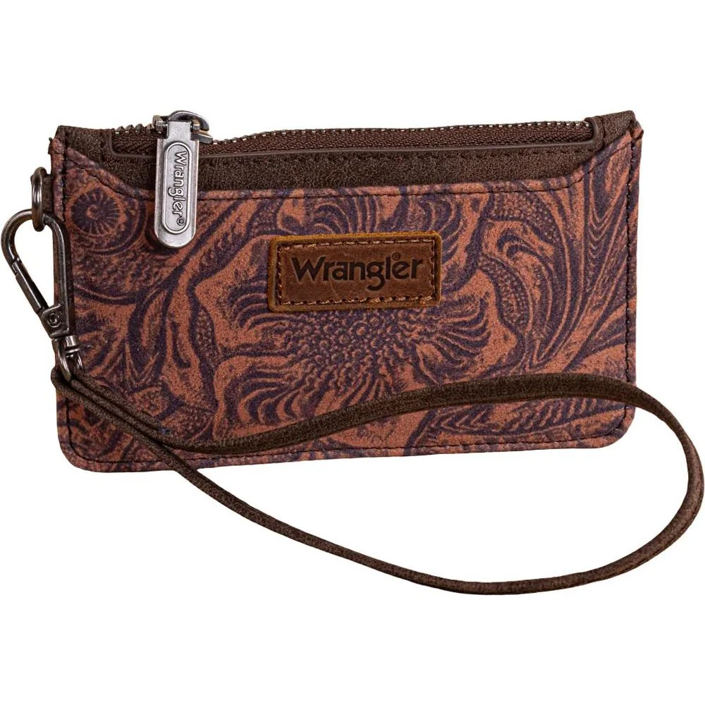 Wrangler - Womens Vintage Floral Velvet Printed Mini Zip Card Case Wristlet - Image 4