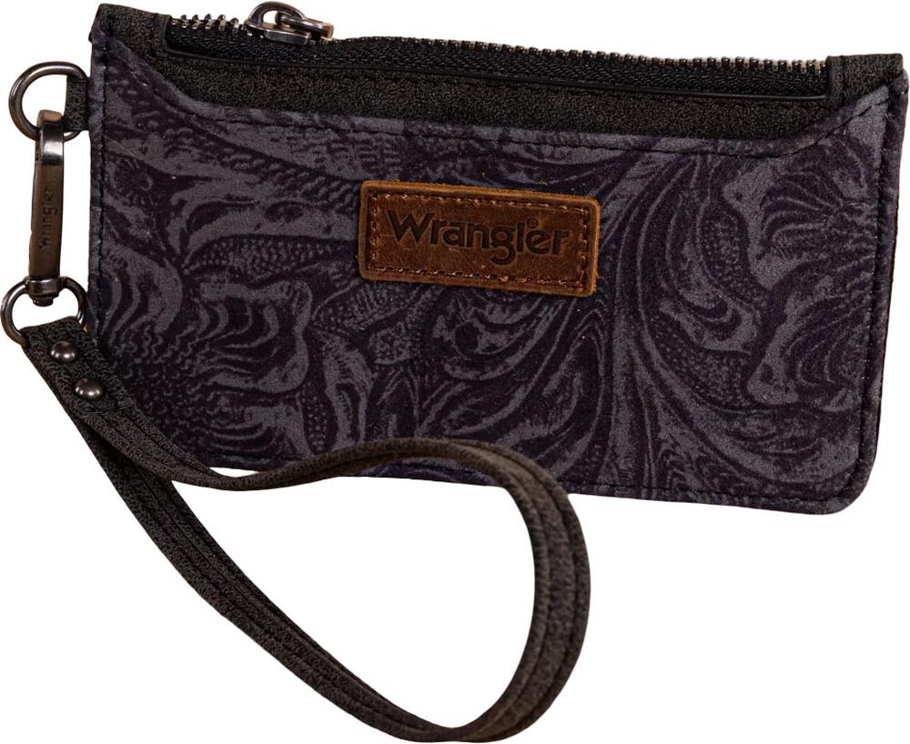 Wrangler - Womens Vintage Floral Velvet Printed Mini Zip Card Case Wristlet - Image 6