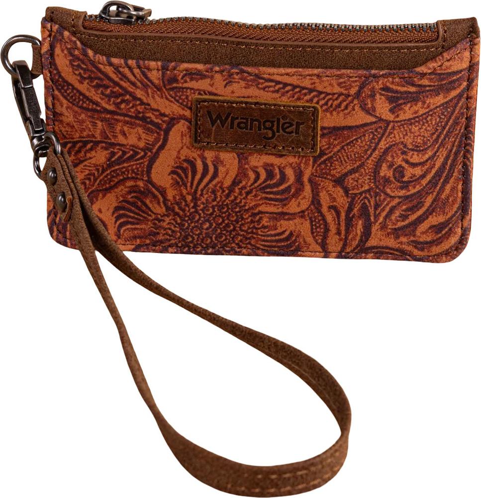 Wrangler - Womens Vintage Floral Velvet Printed Mini Zip Card Case Wristlet - Image 7