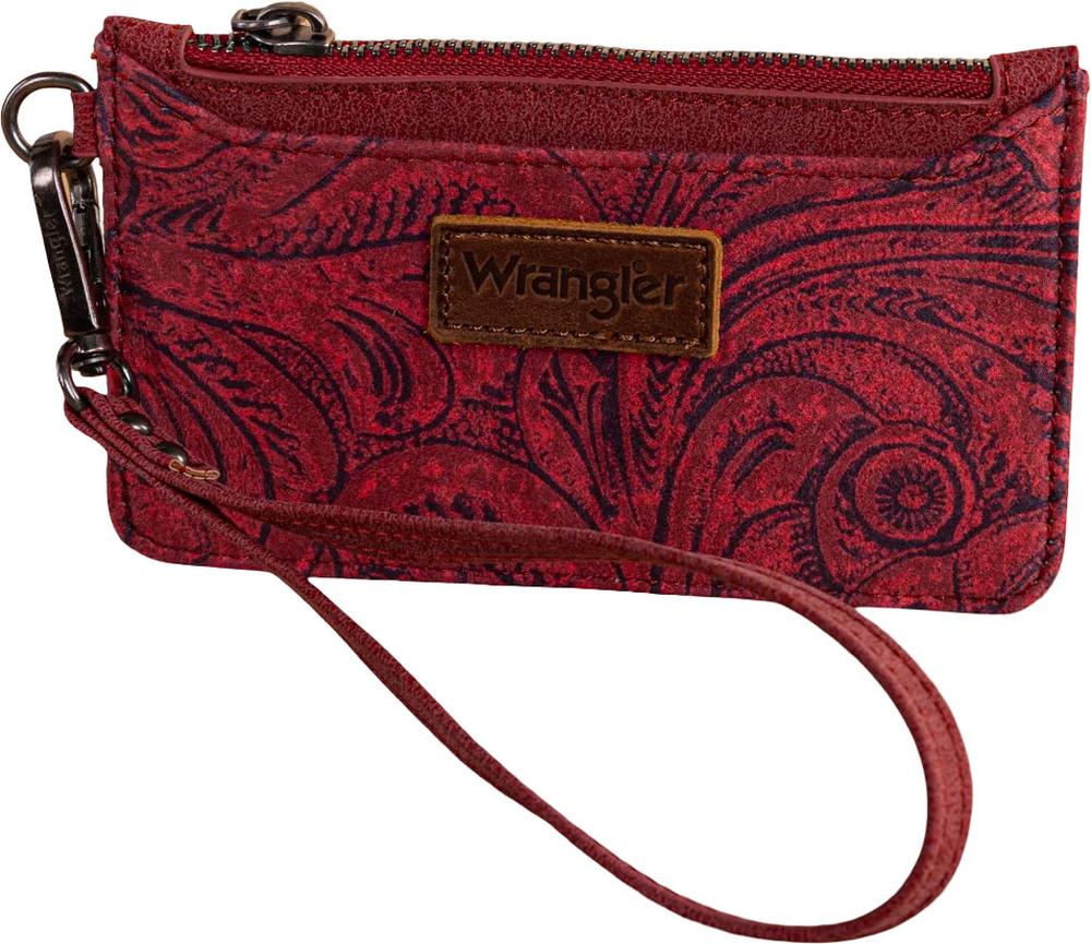 Wrangler - Womens Vintage Floral Velvet Printed Mini Zip Card Case Wristlet - Image 8