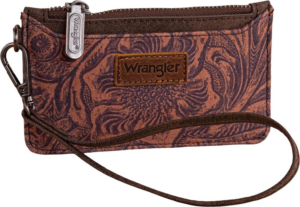 Wrangler - Womens Vintage Floral Velvet Printed Mini Zip Card Case Wristlet - Image 9