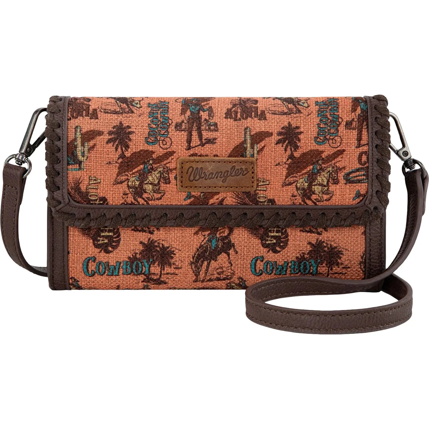 Wrangler - Womens Vintage Retro Cowboy Cool Print Wallet/Crossbody Bag