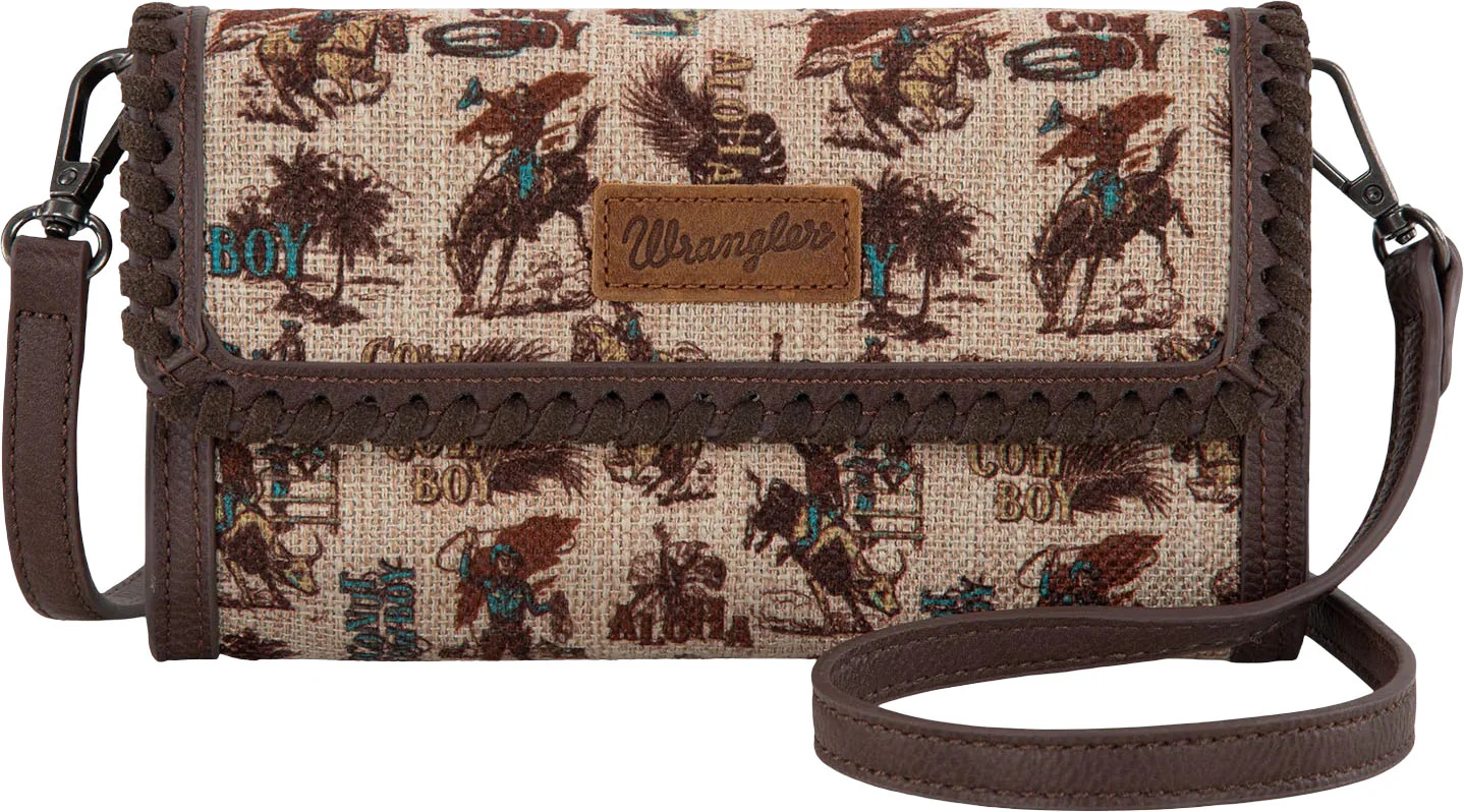 Wrangler - Womens Vintage Retro Cowboy Cool Print Wallet/Crossbody Bag - Image 10