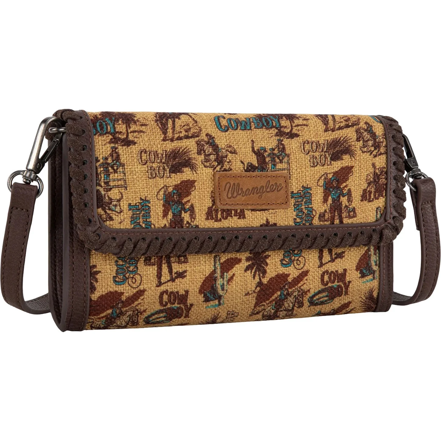 Wrangler - Womens Vintage Retro Cowboy Cool Print Wallet/Crossbody Bag - Image 2
