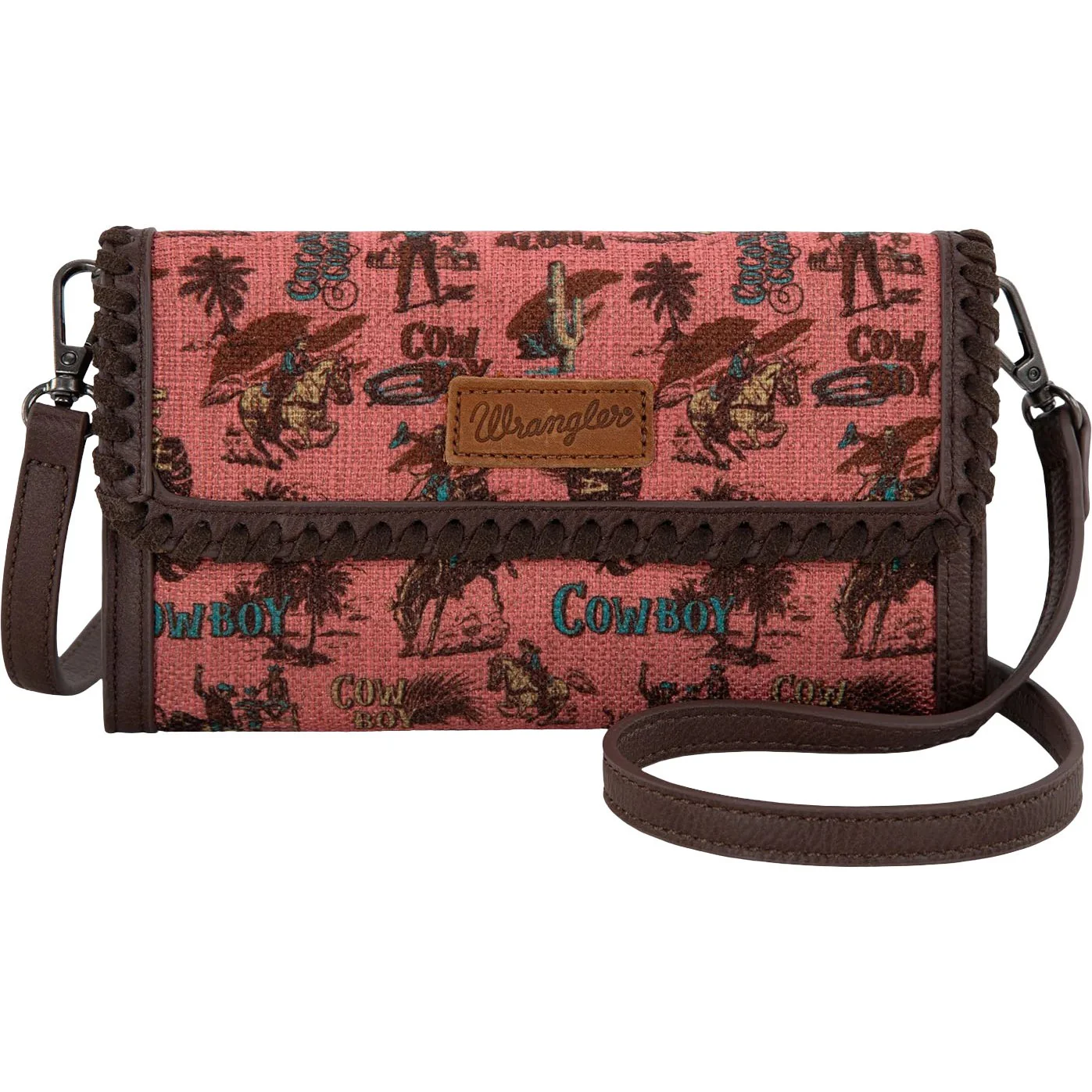 Wrangler - Womens Vintage Retro Cowboy Cool Print Wallet/Crossbody Bag - Image 3