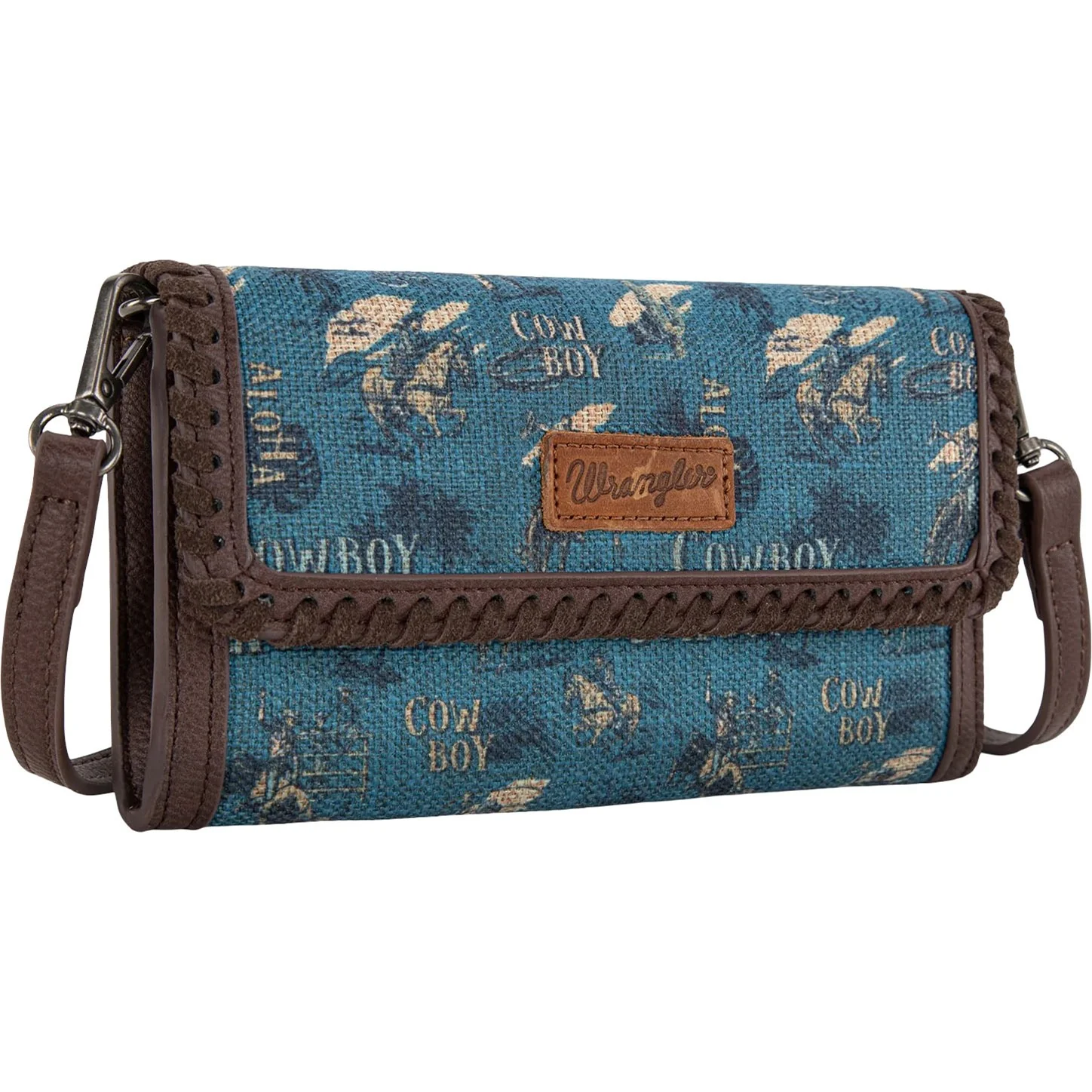 Wrangler - Womens Vintage Retro Cowboy Cool Print Wallet/Crossbody Bag - Image 4