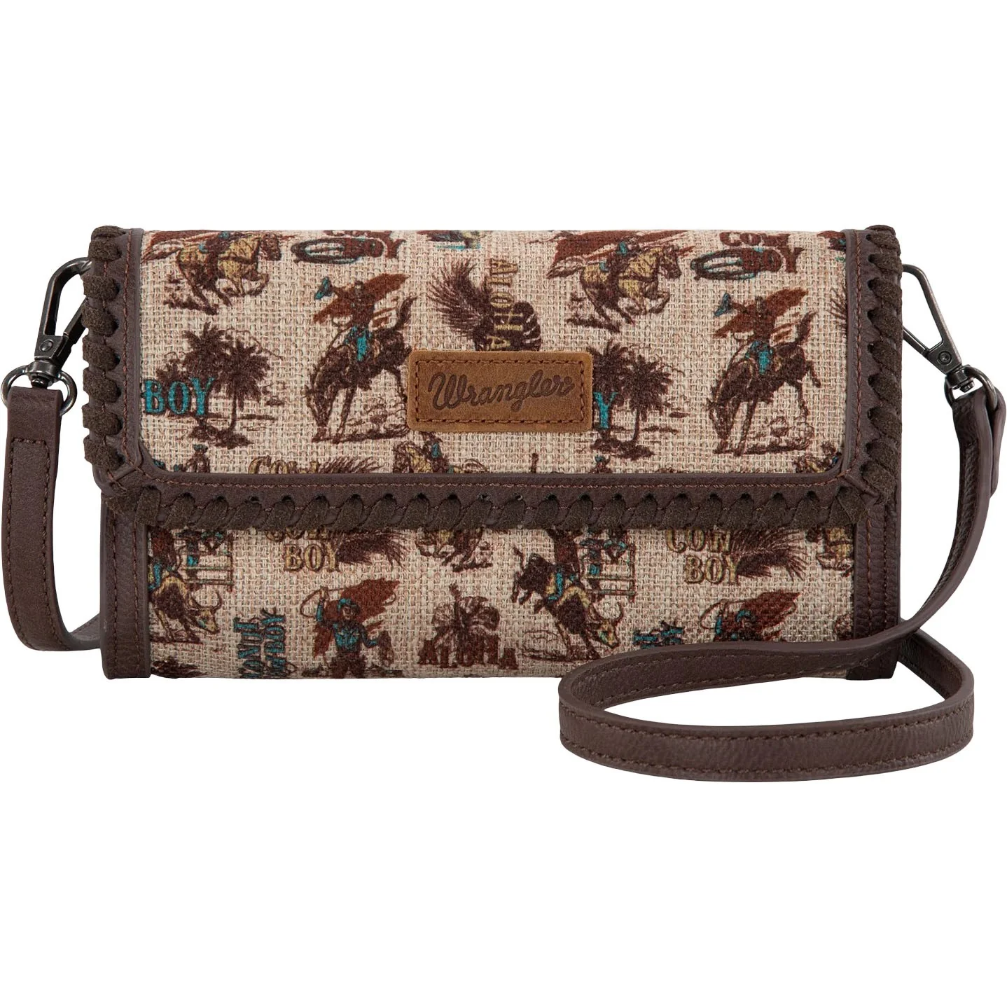 Wrangler - Womens Vintage Retro Cowboy Cool Print Wallet/Crossbody Bag - Image 5