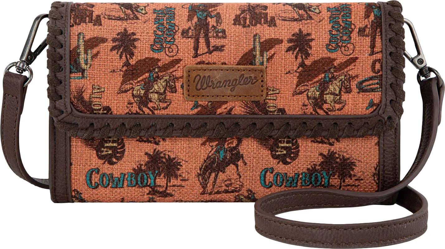 Wrangler - Womens Vintage Retro Cowboy Cool Print Wallet/Crossbody Bag - Image 6