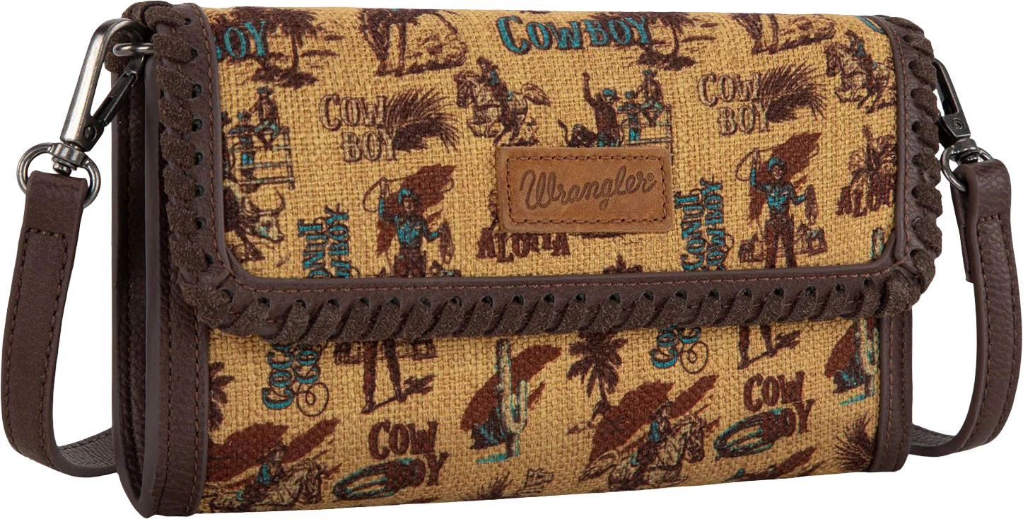 Wrangler - Womens Vintage Retro Cowboy Cool Print Wallet/Crossbody Bag - Image 7