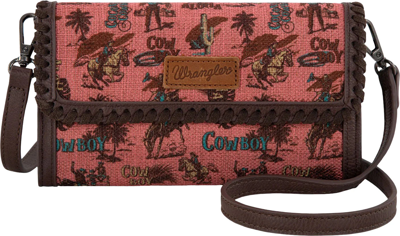 Wrangler - Womens Vintage Retro Cowboy Cool Print Wallet/Crossbody Bag - Image 8