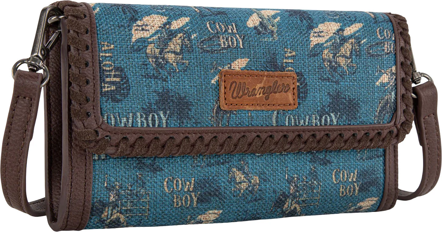 Wrangler - Womens Vintage Retro Cowboy Cool Print Wallet/Crossbody Bag - Image 9